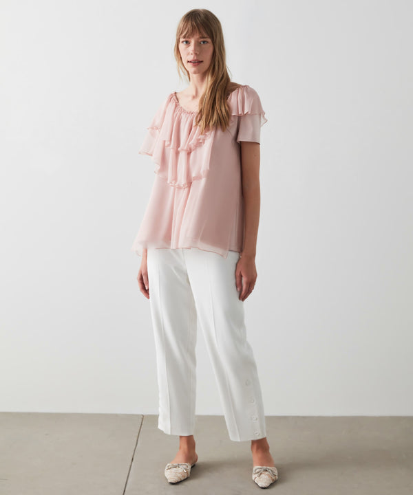 Machka Ruffle Detail T-Shirt Powder