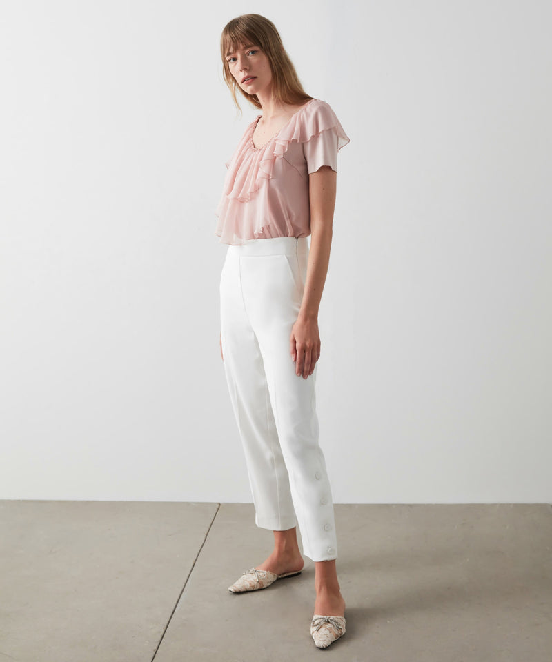 Machka Ruffle Detail T-Shirt Powder