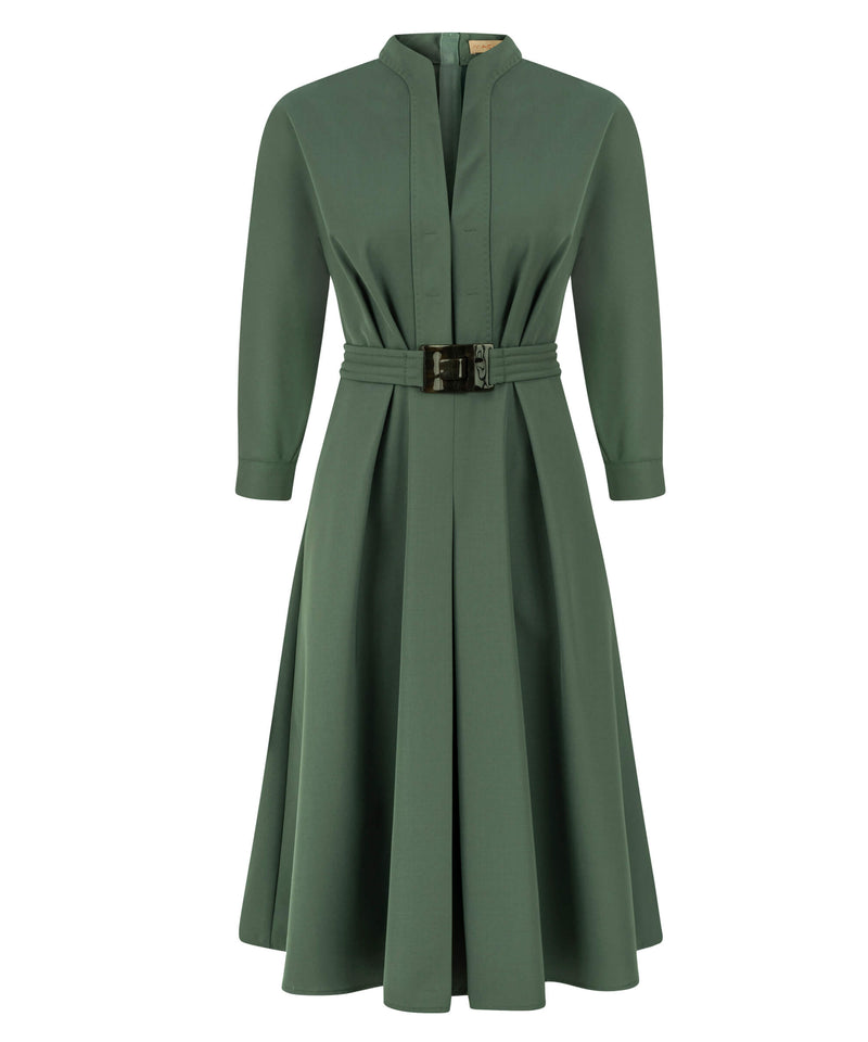 Machka Midi Dress With Belt Accessory Dark Green