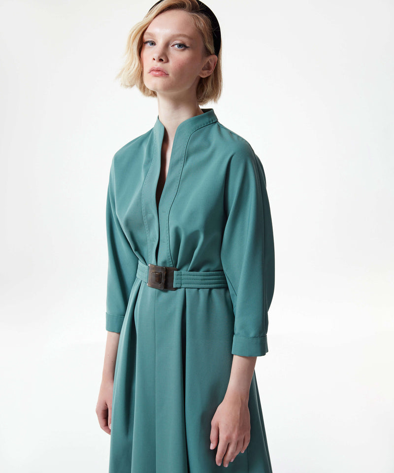 Machka Midi Dress With Belt Accessory Dark Green