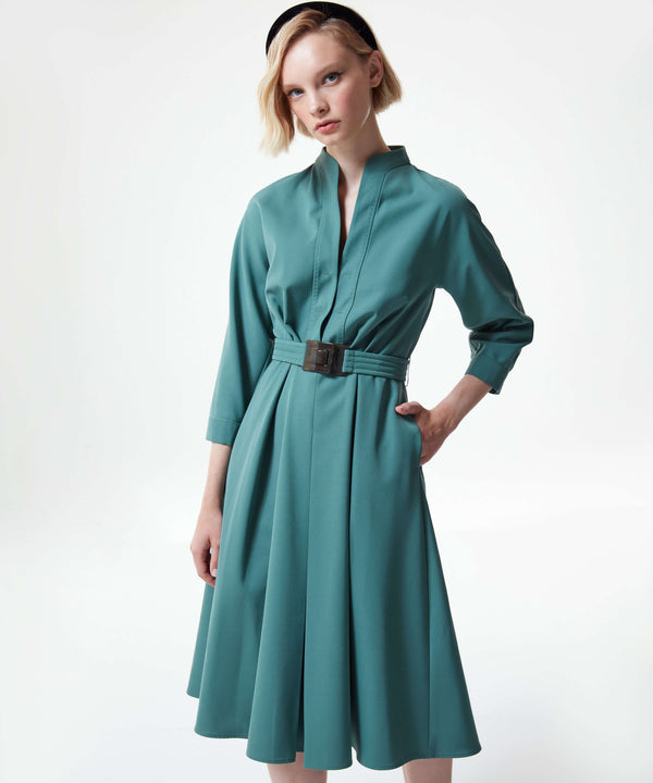 Machka Midi Dress With Belt Accessory Dark Green