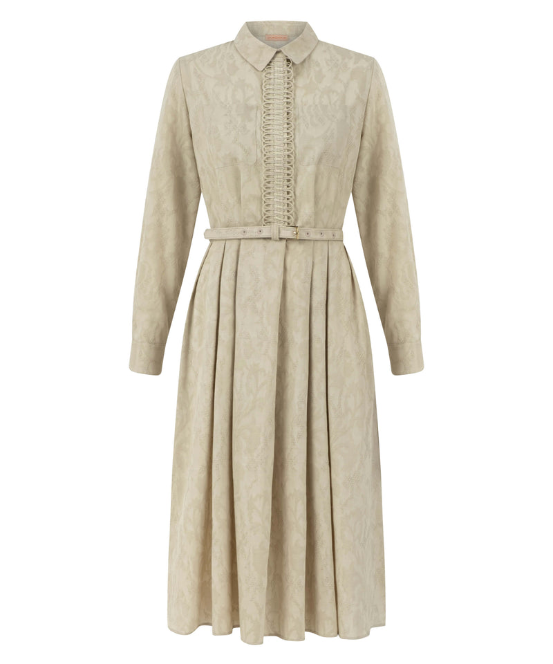 Machka All Over Jacquard Midi Dress Beige