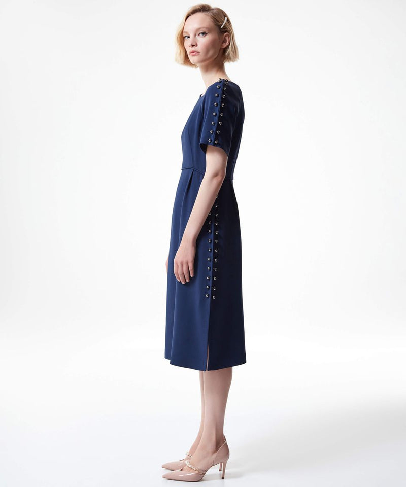 Machka Metal Adornment Midi Dress Navy