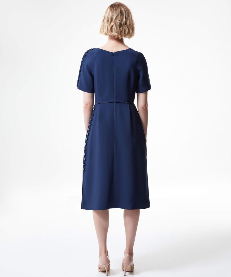 Machka Metal Adornment Midi Dress Navy