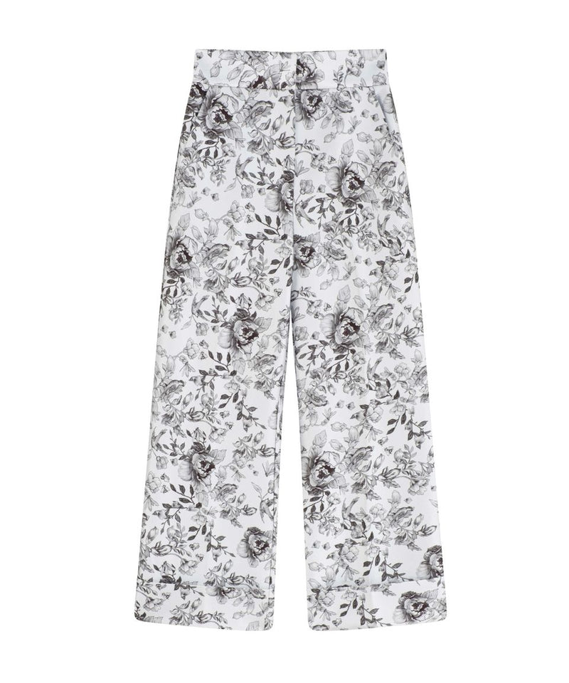 Machka Allover Contrast Floral Printed Pants Grey