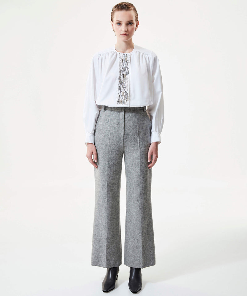 Machka Wool Straight Cut Trousers Grey Melange