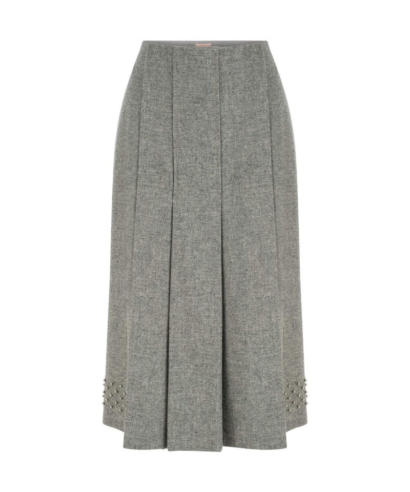 Machka Pleated Skirt With Embellished On Hem Dark Grey