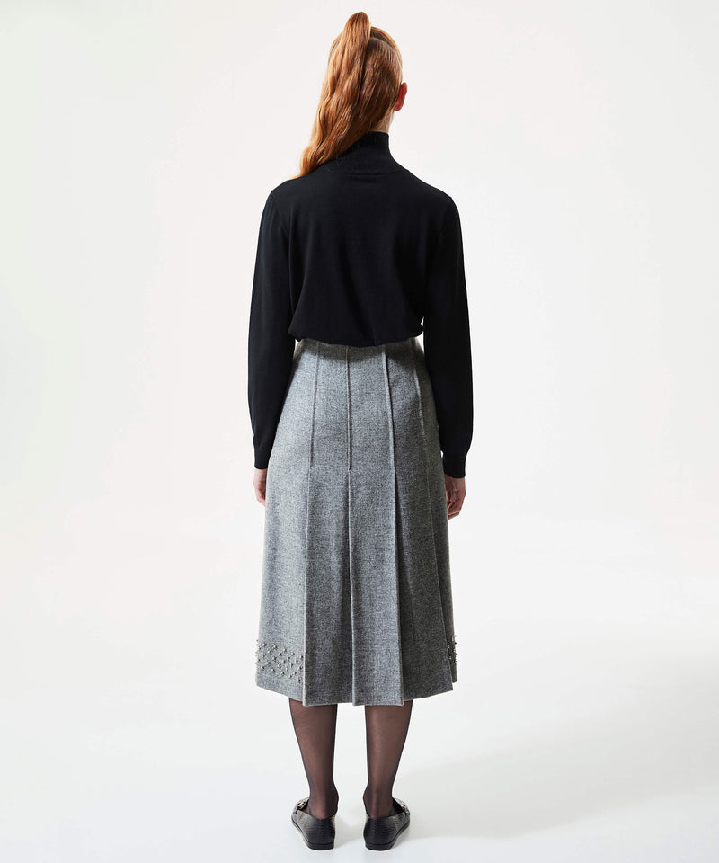 Machka Pleated Skirt With Embellished On Hem Dark Grey