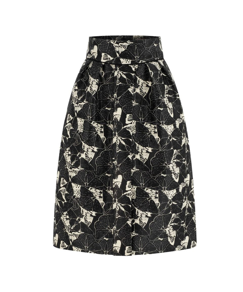 Machka Beautiful Butterfly Printed Skirt Black