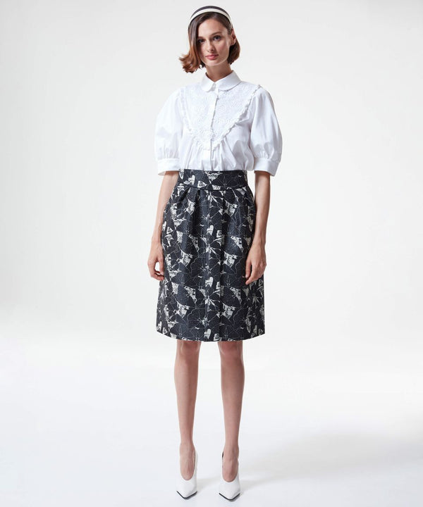 Machka Beautiful Butterfly Printed Skirt Black