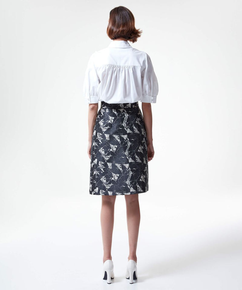 Machka Beautiful Butterfly Printed Skirt Black