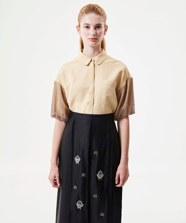 Machka Embroidered Pleated Skirt Black