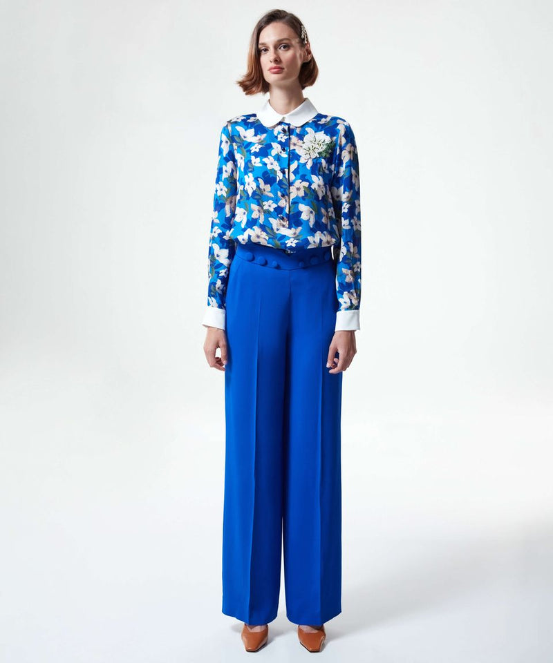 Machka Elegant Floral Printed Blouse  Electric Blue