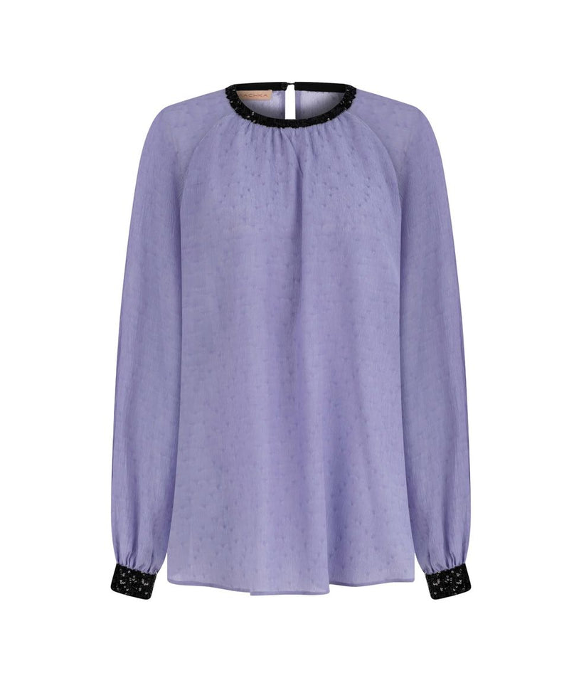 Machka Smart Solid Sequin Blouse Lilac