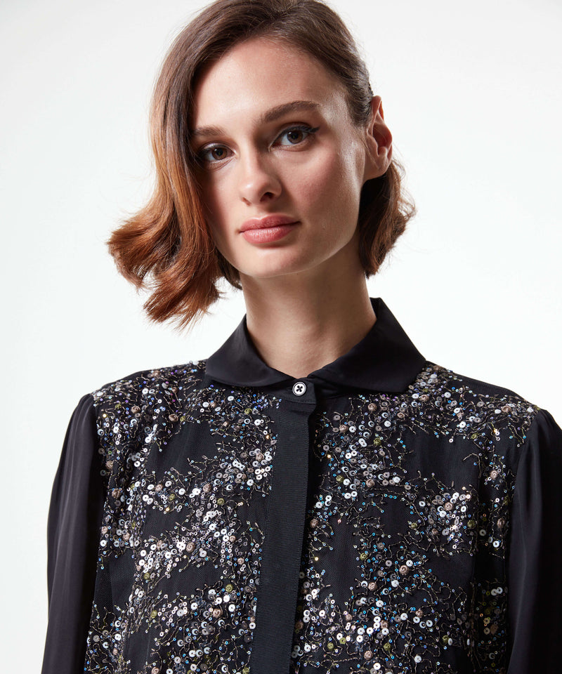 Machka Sequin-Embroidered Blouse Black