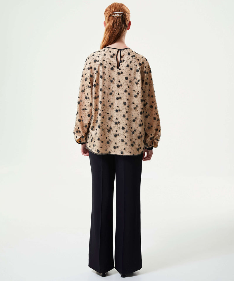 Machka Flower-Embroidered Blouse Black