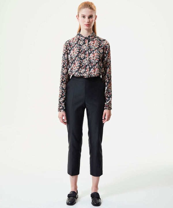 Machka Printed Blouse With Embellished Collar Anthracite