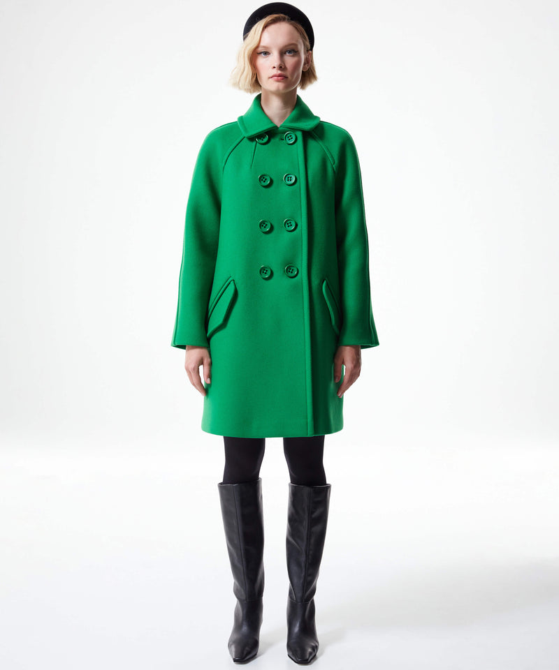 Machka Raglan Sleeve Wool Coat Green