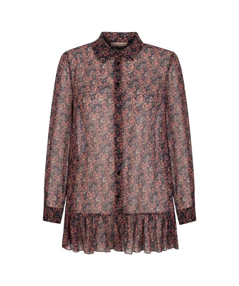 Machka Frilled Hem Printed Blouse Powder