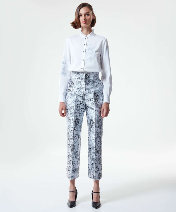 Machka Printed Motif Shirt White