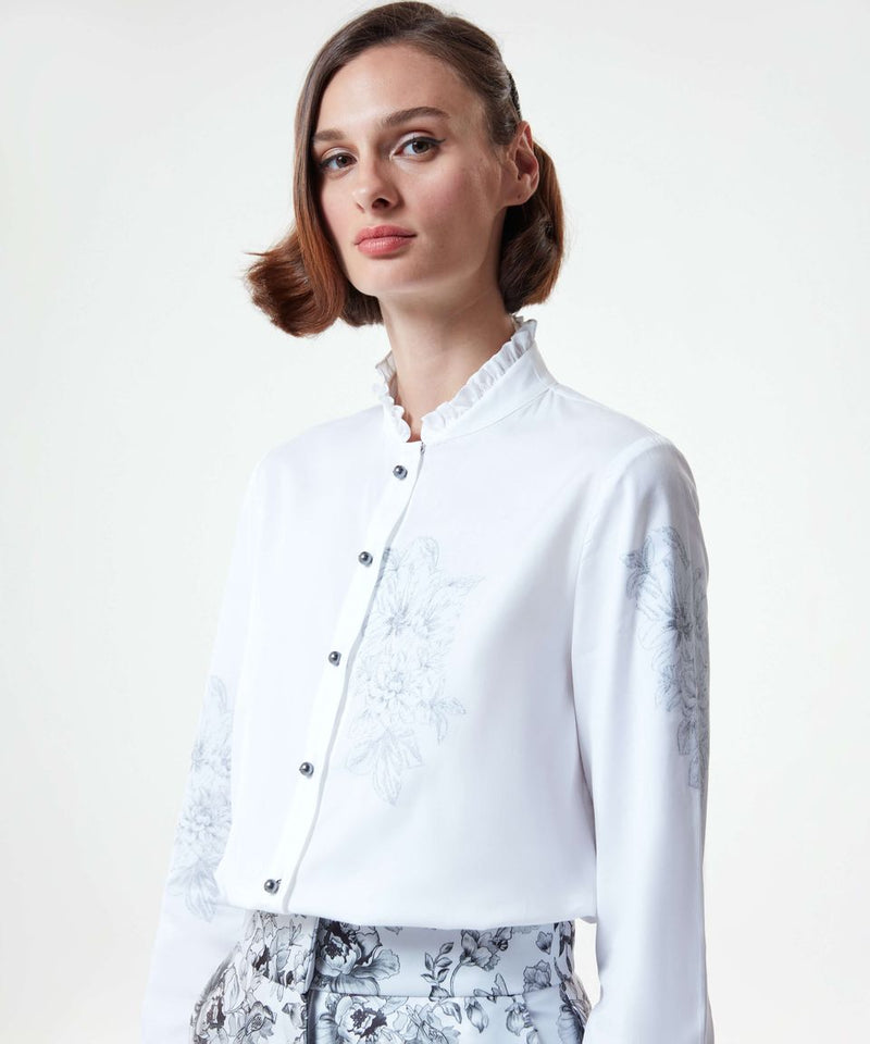 Machka Printed Motif Shirt White