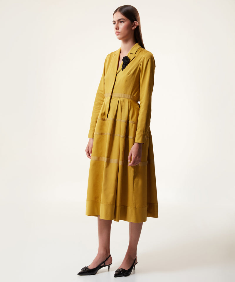 Machka Grosgrain Striped Poplin Dress Yellow