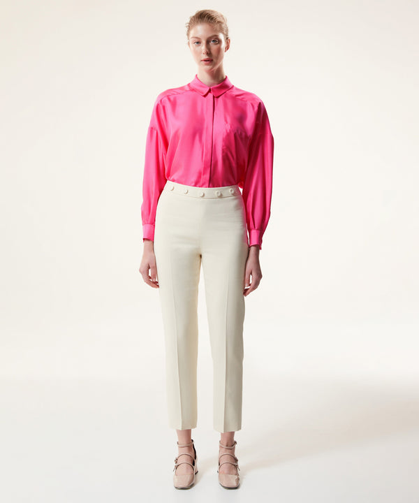 Machka Button Accessory Solid Trousers Off White