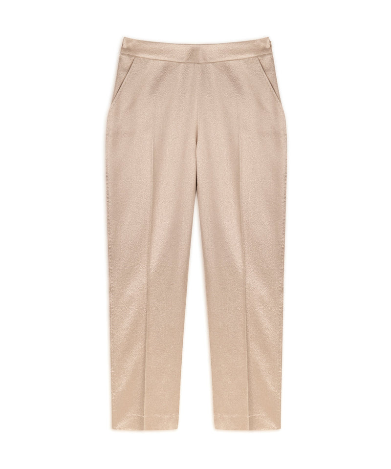 Machka Shiny Textured Crop Trousers Gold