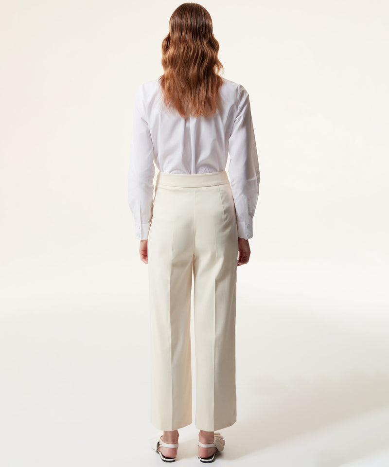 Machka Solid Tie Detail Trousers Off White