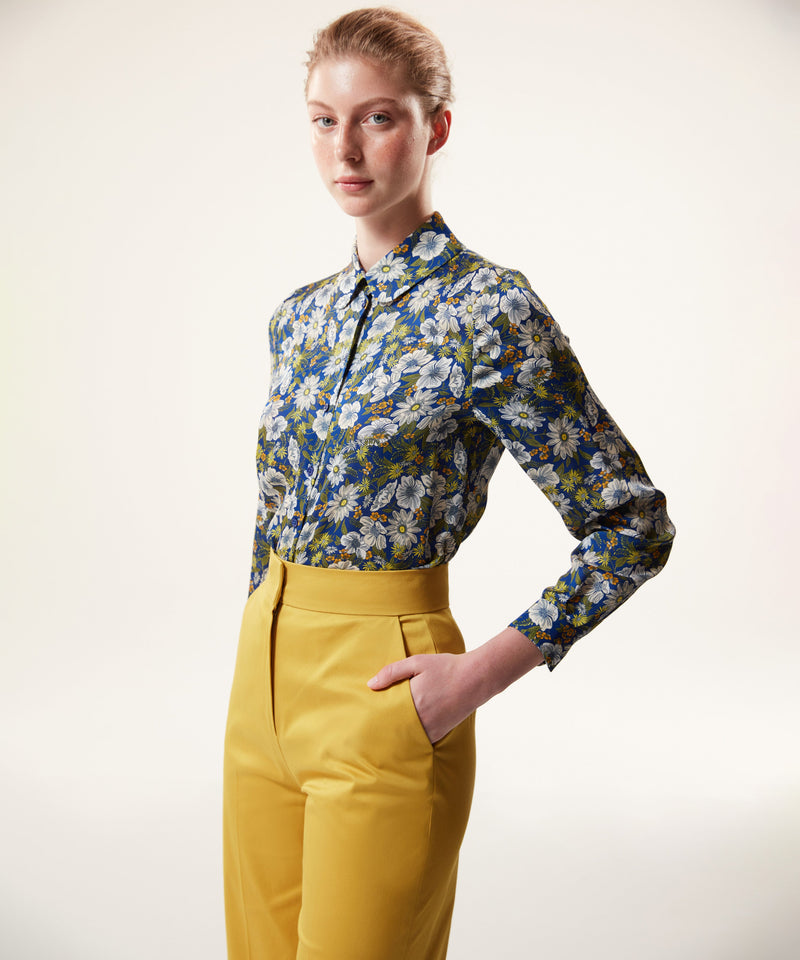 Machka Folded Hem Gabardine Trousers Yellow