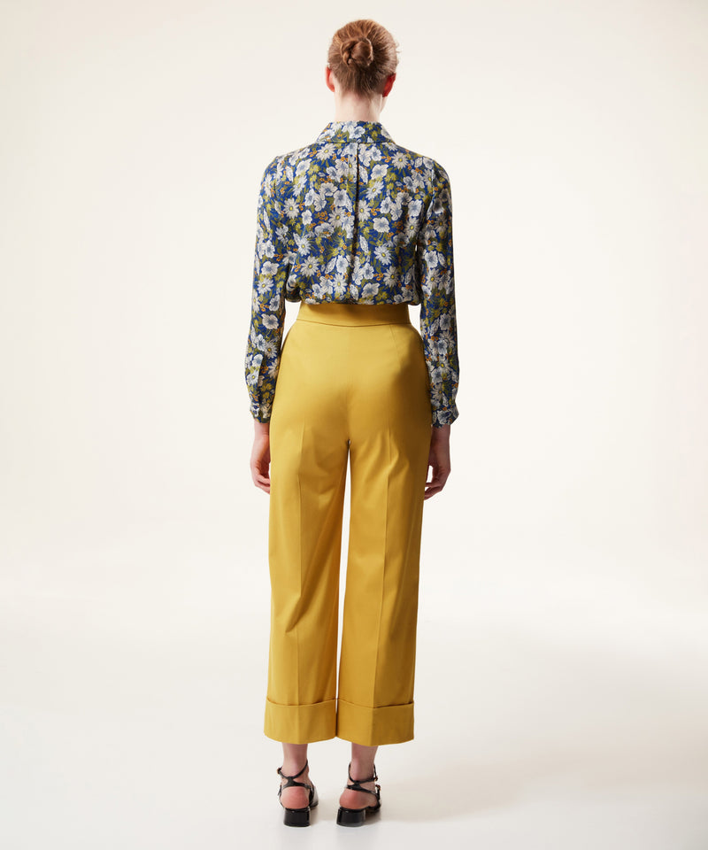 Machka Folded Hem Gabardine Trousers Yellow