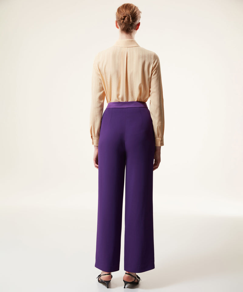 Machka Wide Cut Trousers With Button Accessories Dark Purple