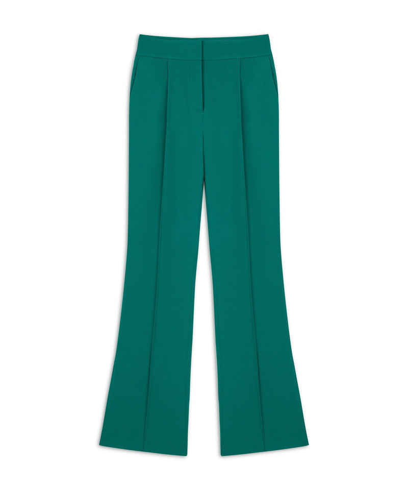 Machka Flare Fit Crepe Trousers Dark Green