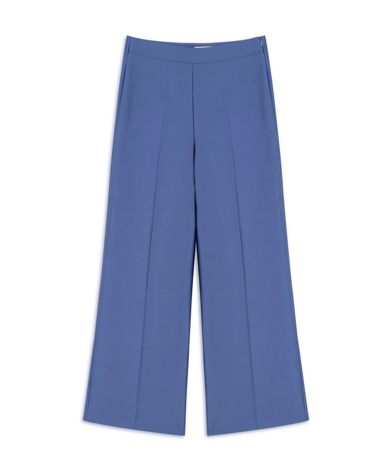 Machka Satin Duchess Wide Leg Fit Trousers Dark Blue