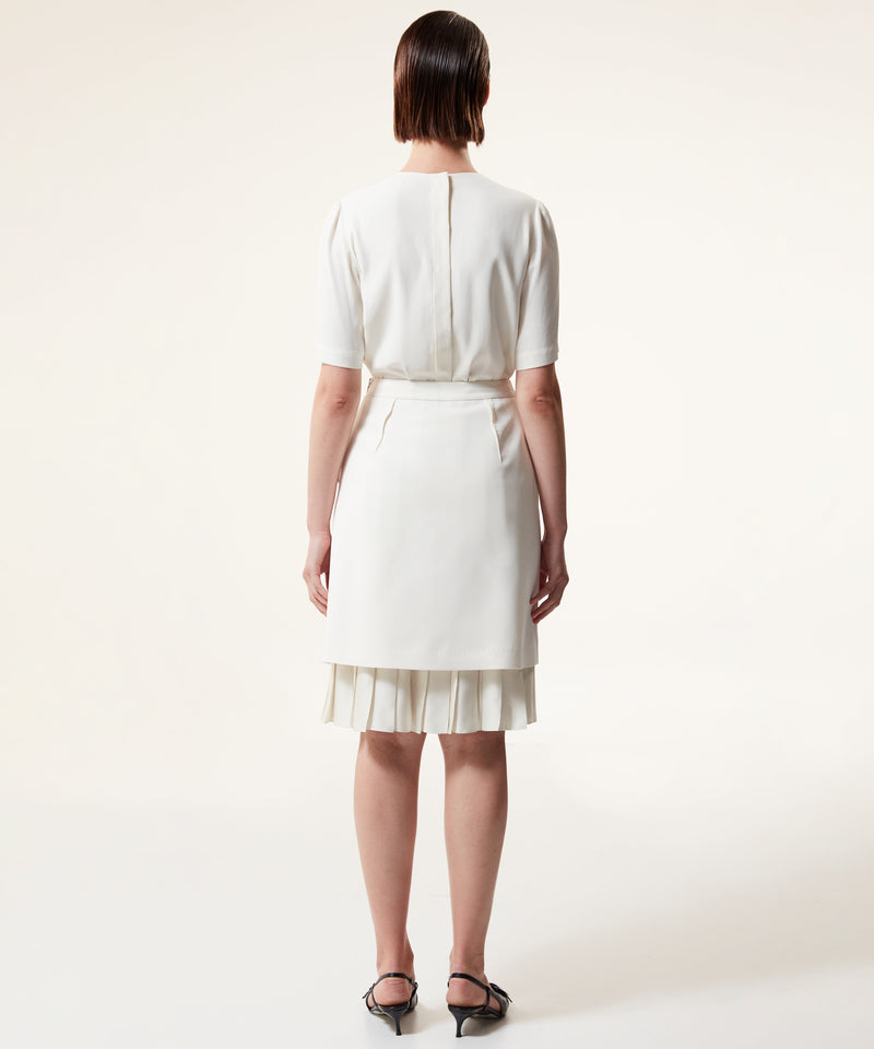 Machka Two-Piece Look Crepe Skirt Off White