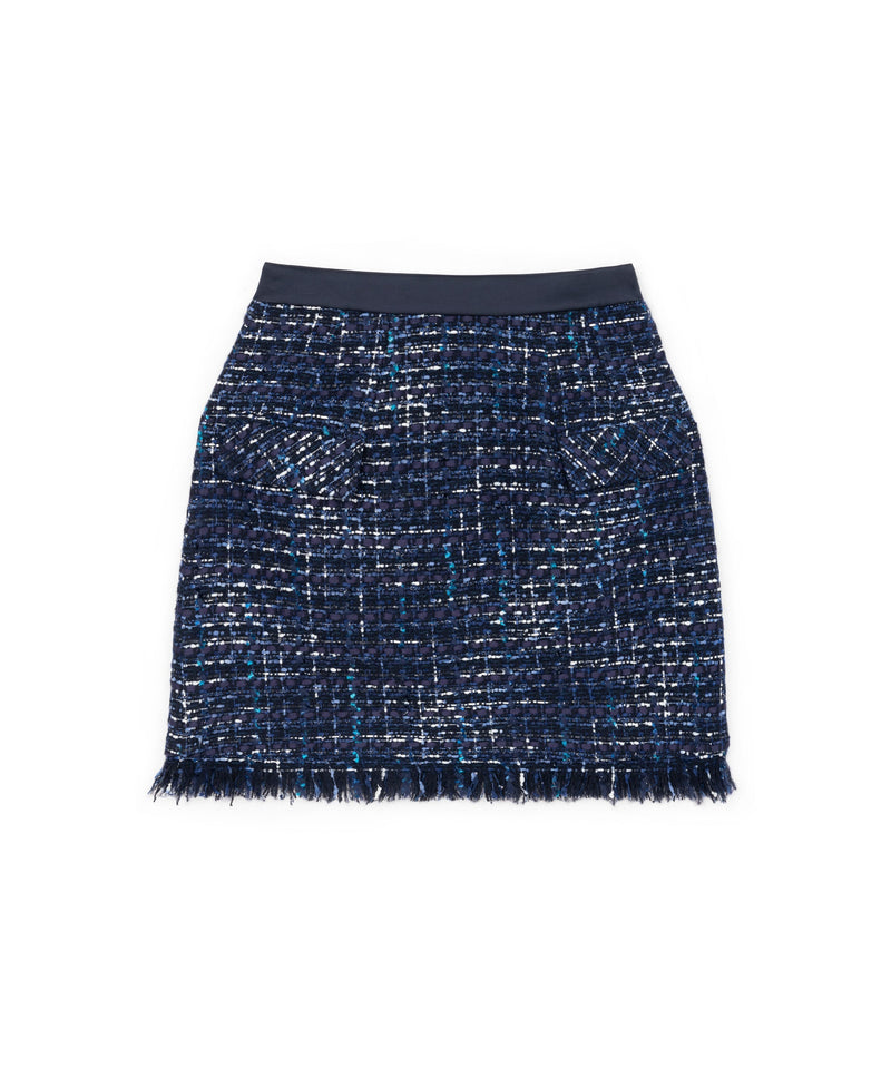 Machka Tweed Textured Mini Skirt Navy Blue