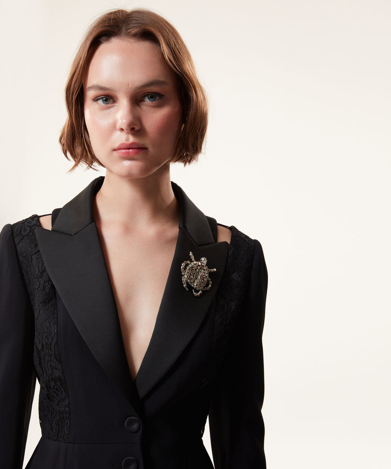 Machka Cutout Blazer With Satin Duchess Garnish Black