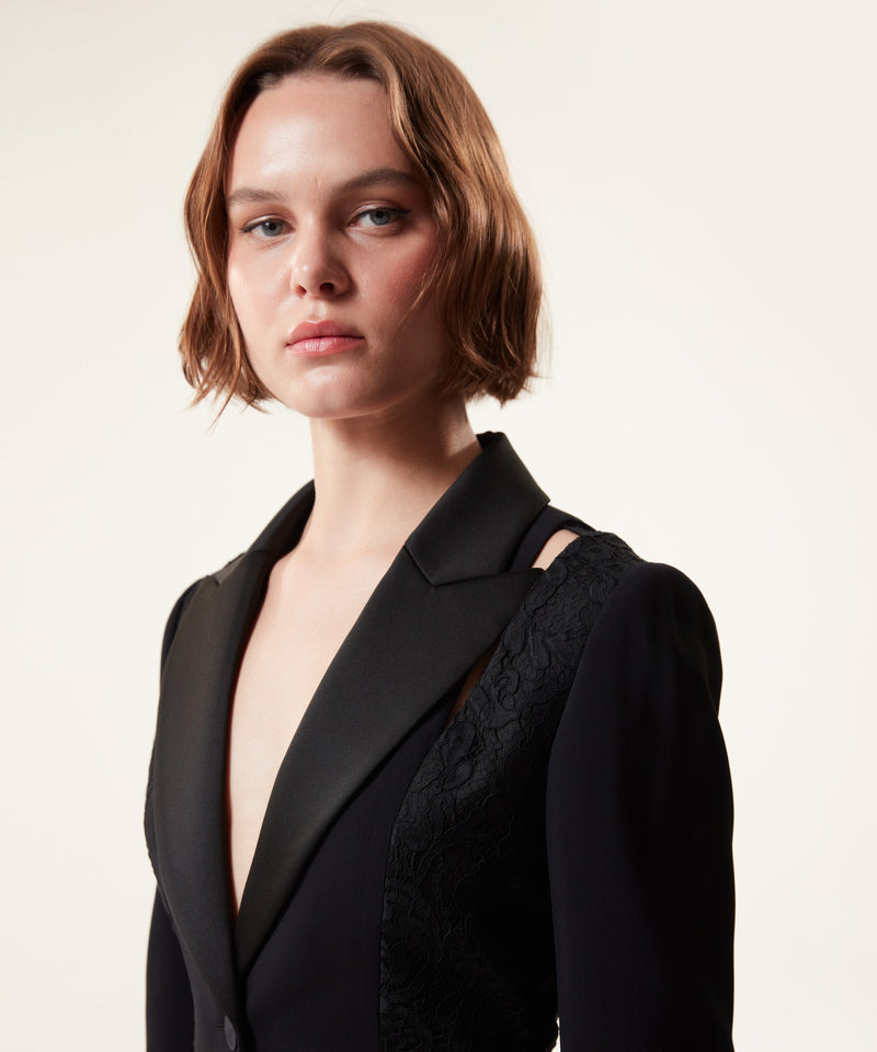 Machka Cutout Blazer With Satin Duchess Garnish Black