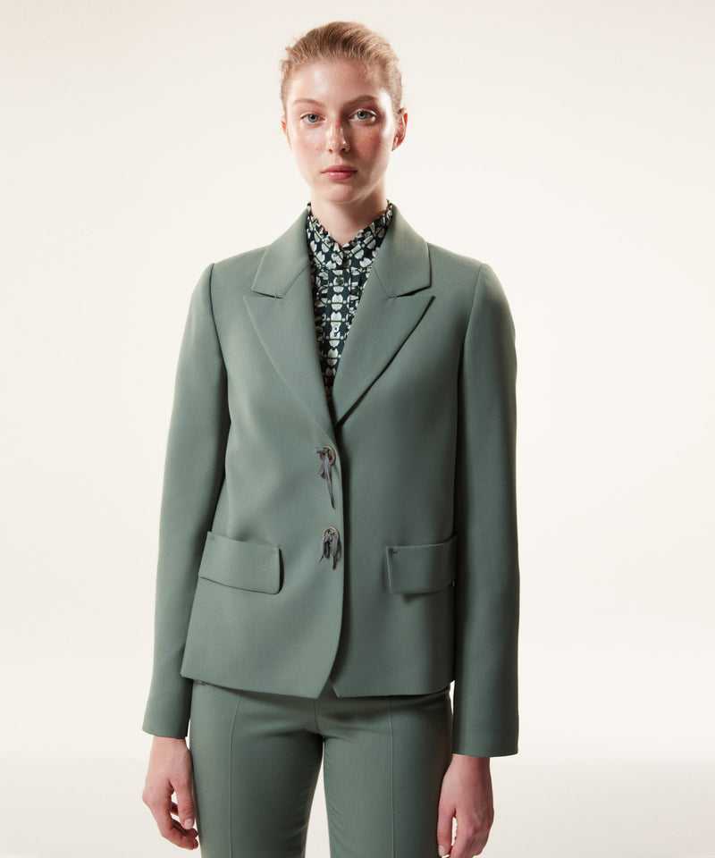 Machka Mono Collar Blazer With Bow Accessory Light Green