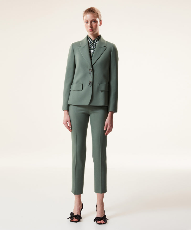 Machka Mono Collar Blazer With Bow Accessory Light Green