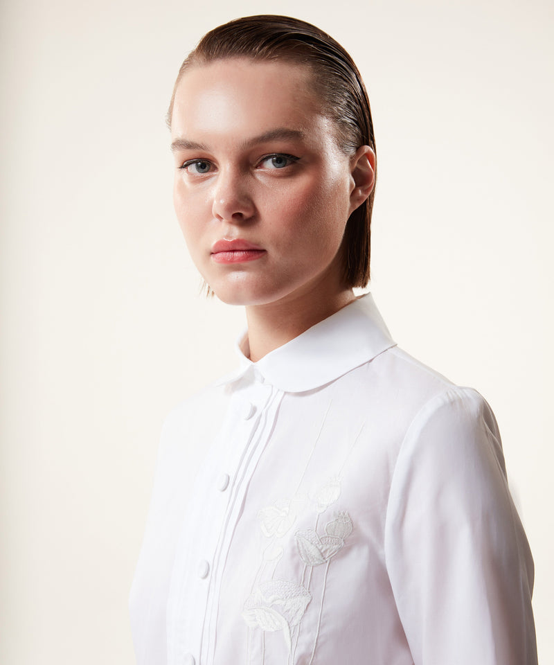 Machka Embroidered Detail Poplin Shirt White