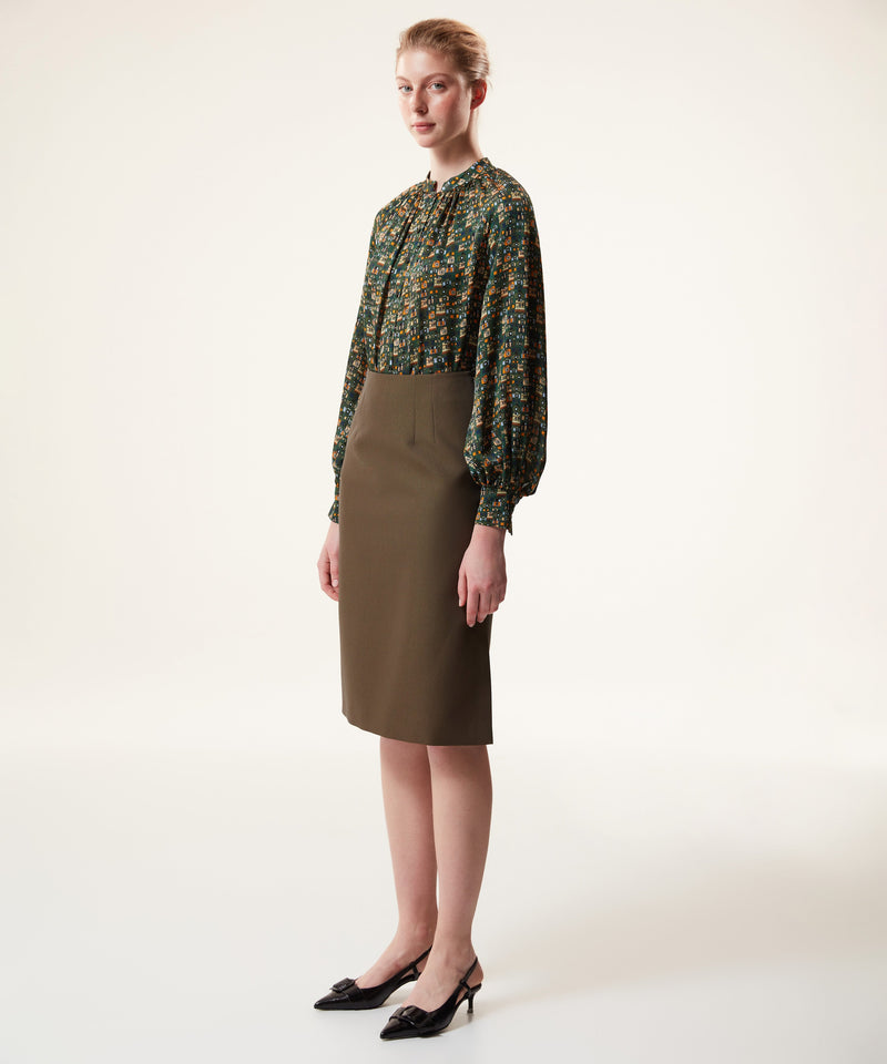 Machka Retro Pattern Blouse Green