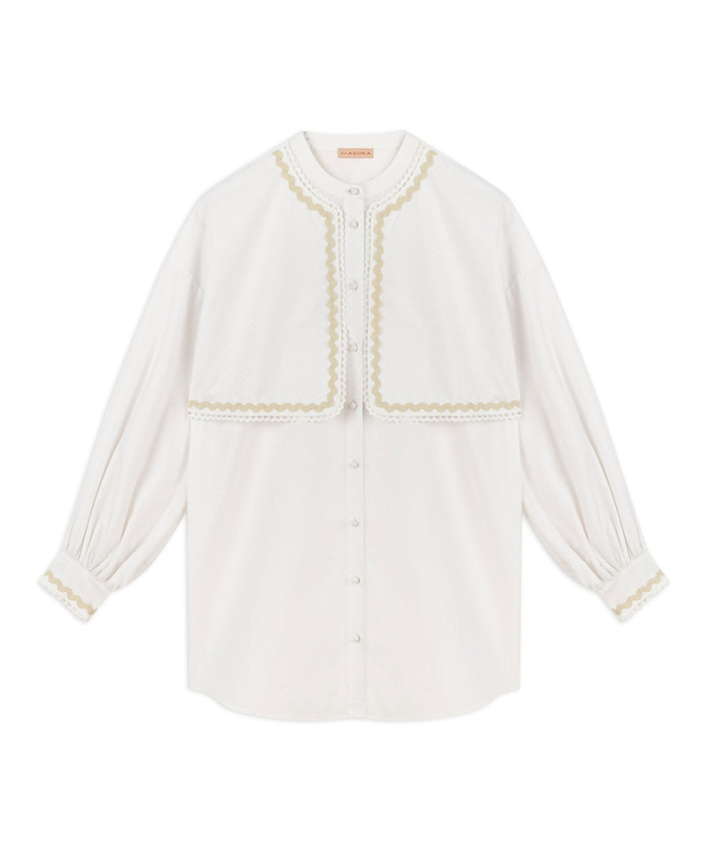 Machka Stripe Embroidered Poplin Blouse White