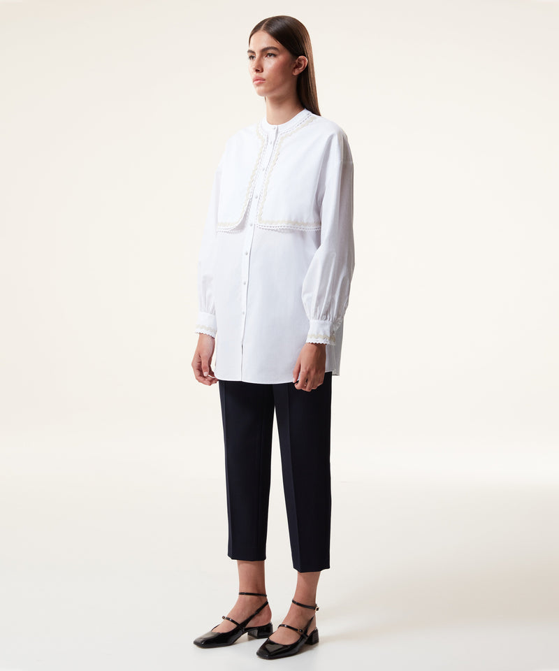 Machka Stripe Embroidered Poplin Blouse White