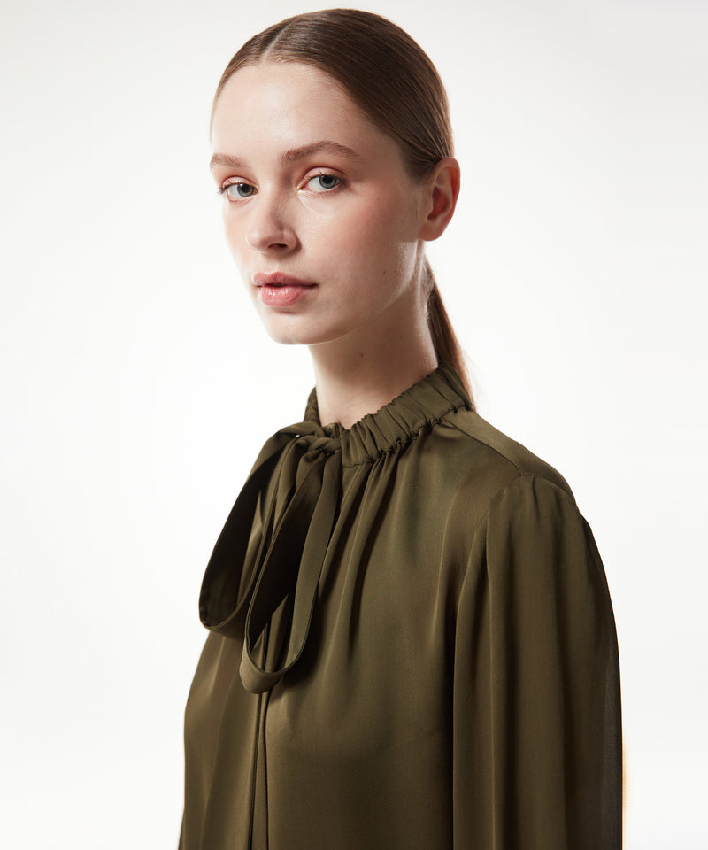 Machka Collar Detailed Sheer Blouse Khaki