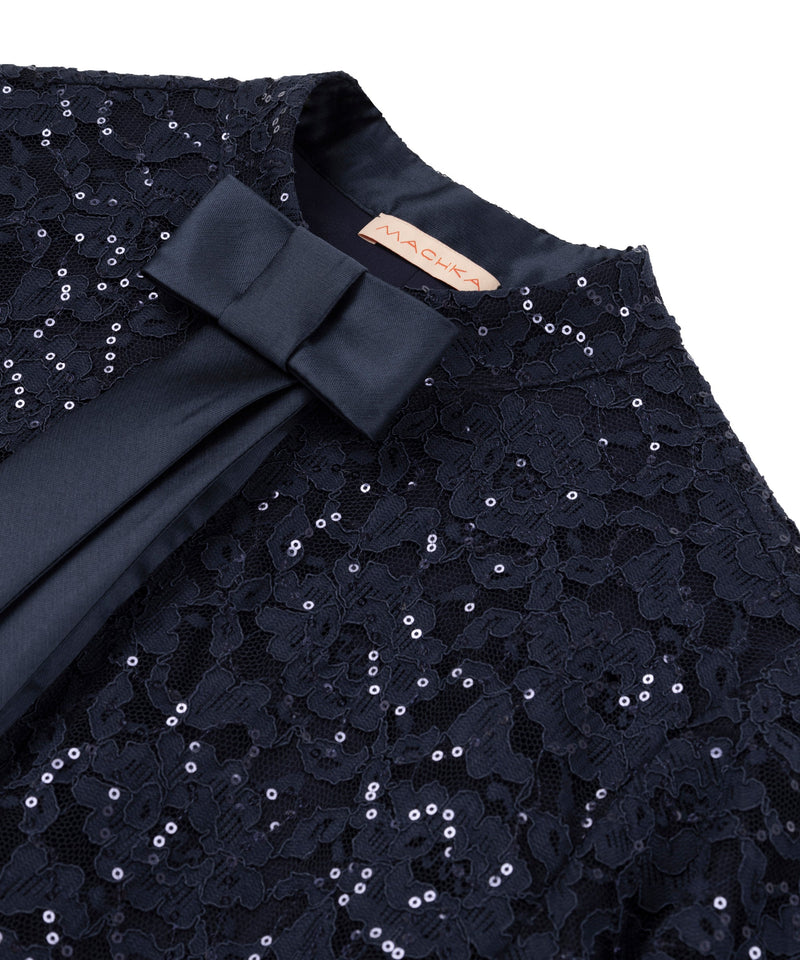 Machka Lace-Embroidered Blouse Navy Blue