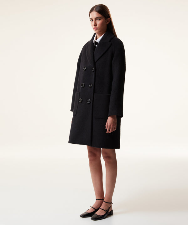 Machka Wool Blend Double-Breasted Coat Black