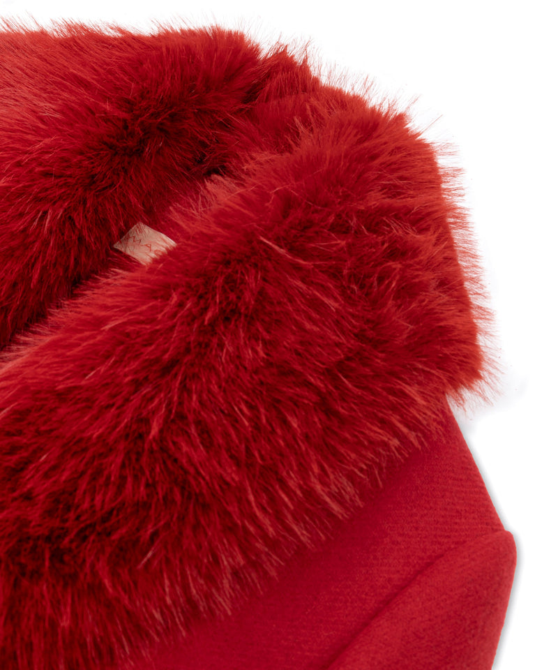 Machka Fur Garnished Coat Red