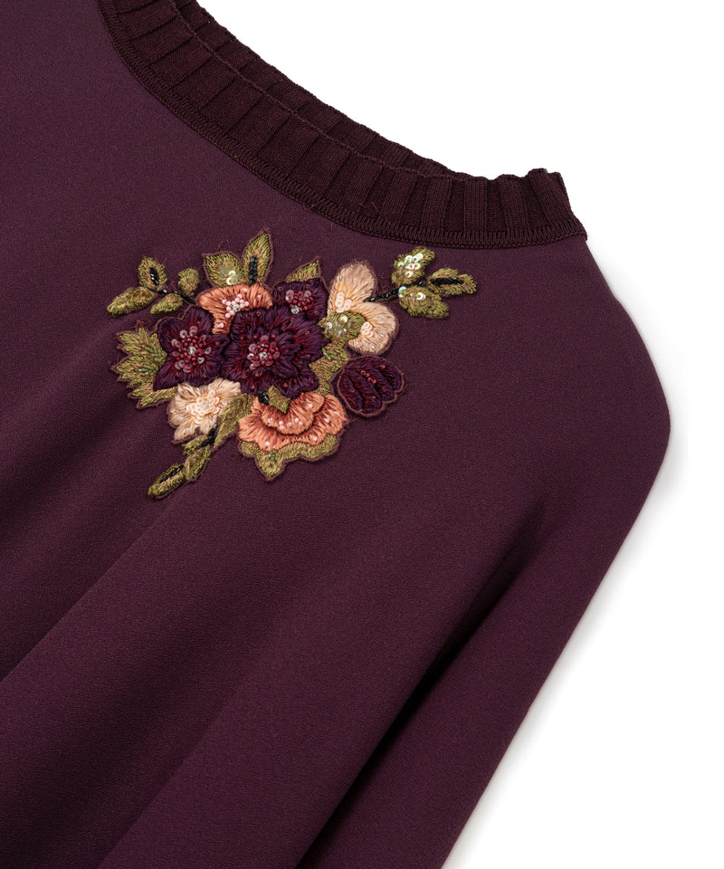 Machka Flower-Embroidered Asymmetrical Tunic Cherry