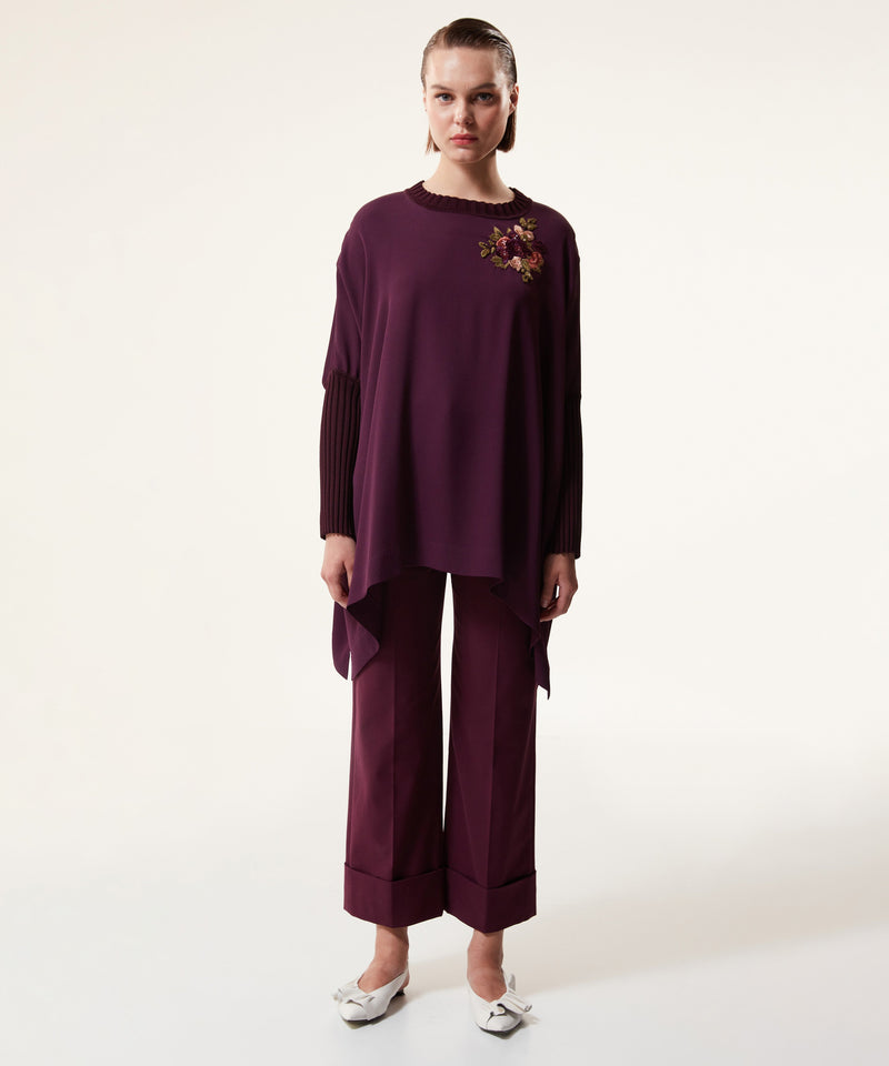 Machka Flower-Embroidered Asymmetrical Tunic Cherry